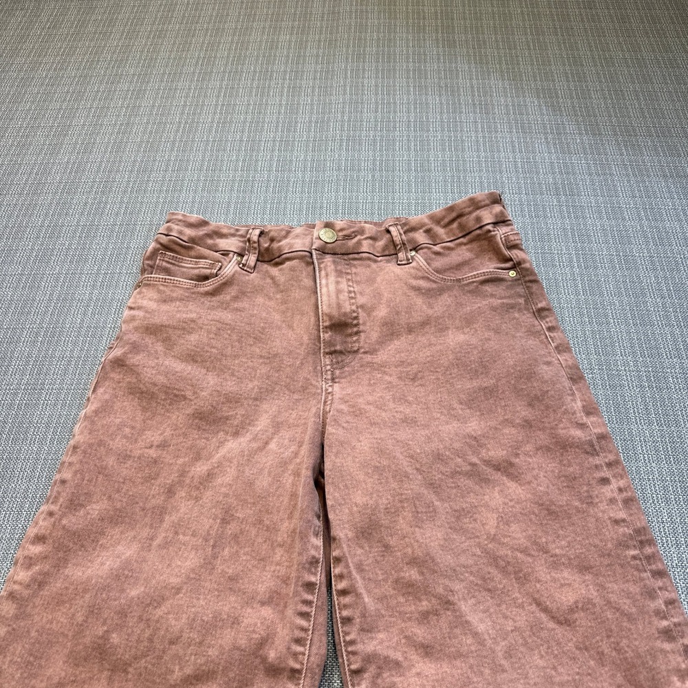 Kut from the Kloth Meg Fab Ab Wide Leg Jeans 6 Mauve High Rise Raw Hem - Picture 4 of 11